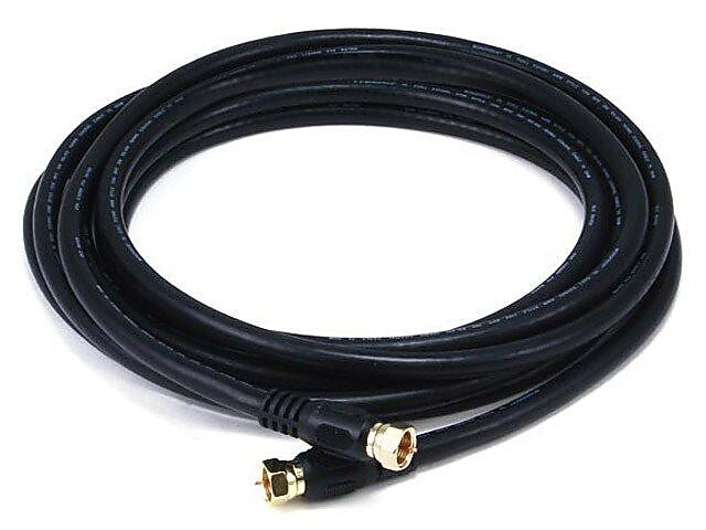 Monoprice® 12' CL2 Quad Shielded RG6 F Type 18AWG Coaxial Cable, Black