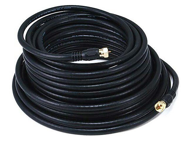 Monoprice® 50' CL2 Quad Shielded RG6 F Type 18AWG Coaxial Cable, Black