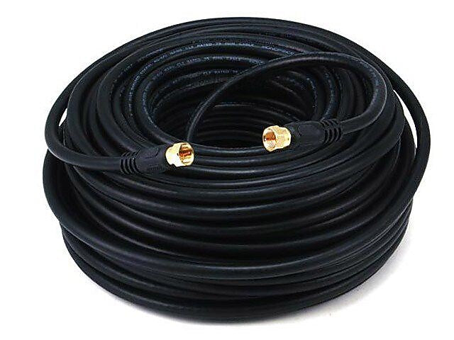 Monoprice® 100' CL2 Quad Shielded RG6 F Type 18AWG Coaxial Cable, Black