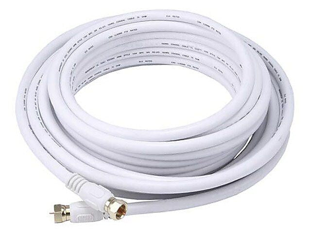 Monoprice® 25' CL2 Quad Shielded RG6 F Type 18AWG Coaxial Cable, White