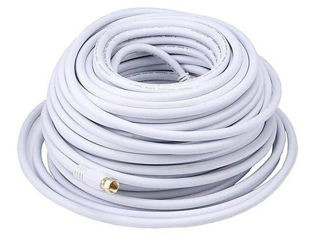 Monoprice® 100' CL2 Quad Shielded RG6 F Type 18AWG Coaxial Cable, White
