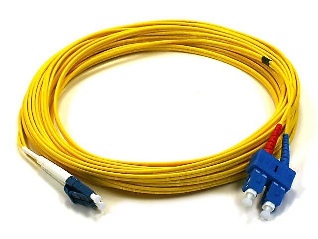 Monoprice® 10 m LC to LC Single Mode Duplex Fiber Optic Cable, Yellow