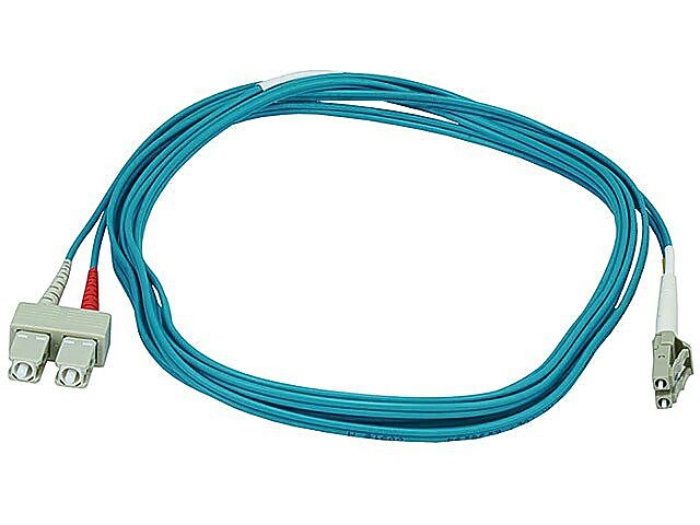 Monoprice® 30 m OM3 LC to SC Fiber Optic Cable, Aqua