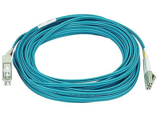 Monoprice® 10 m OM3 LC to SC Fiber Optic Cable, Aqua