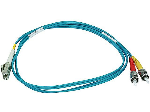 Monoprice® 1 m OM3 LC to ST Fiber Optic Cable, Aqua