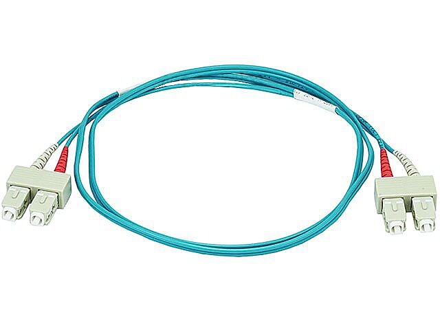 Monoprice® 1 m OM3 LC to ST Fiber Optic Cable, Aqua