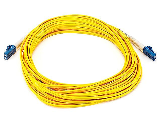 Monoprice® 10 m LC to LC Single Mode Duplex Fiber Optic Cable, Yellow