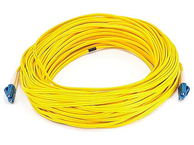 Monoprice® 30m LC to LC Single Mode Duplex Fiber Optic Cable, Yellow