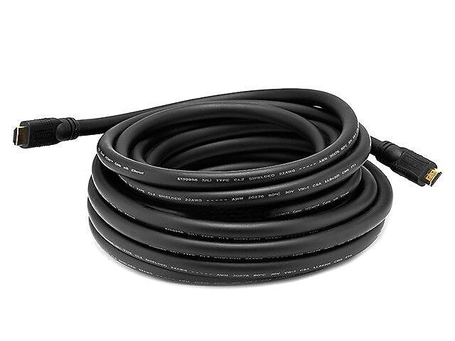 Monoprice® 35' CL2 Gold Plated Super VGA Male to Male Cable With Stereo Audio, Black