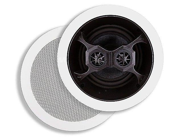 Monoprice® 100W 6.5" 3 Way Glass Composite Stereo In-Ceiling Speaker, White