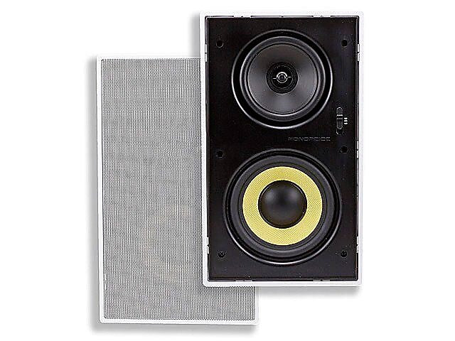 Monoprice® 160W 6.5" Dual Woofer Micro Flange In-Ceiling Speaker, White