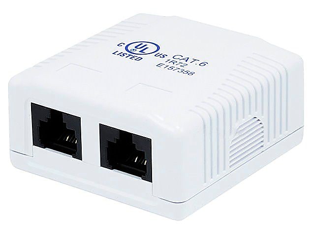 Monoprice® Double Cat6 Surface Mount Box, White
