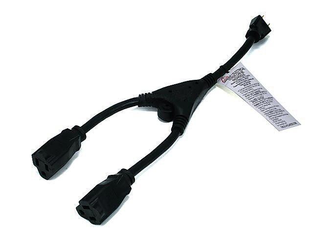 Monoprice® 1.16' 14AWG NEMA 5-15R to NEMA 5-15P Power Cord Splitter Cable, Black