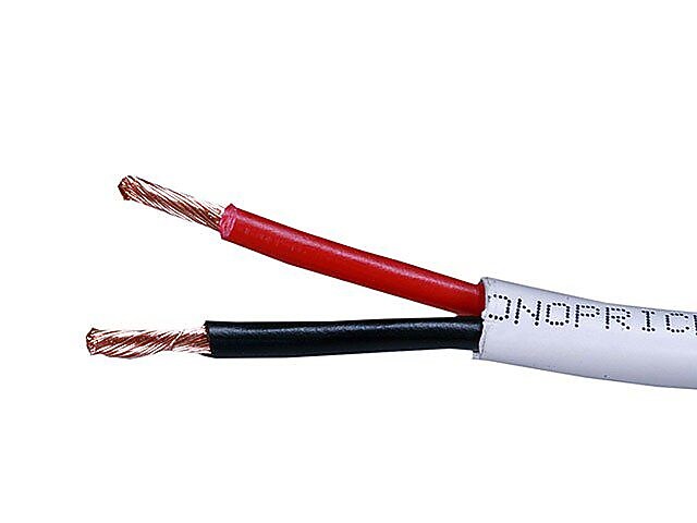 Monoprice® 250' CL2 2-Conductor 18AWG Oxygen-Free Copper Wire Cable For Loud Speaker, White
