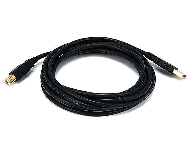 Monoprice® 10' Gold Plated USB 2.0 A Male to B Male 28/24AWG Cable, Black