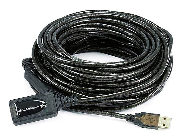 Monoprice® 49' USB 2.0 A Male to A Female Active Extension/Repeater Cable, Black