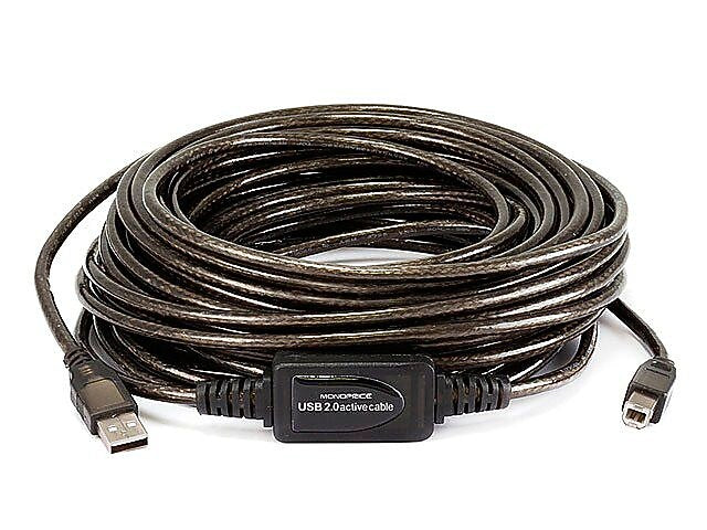 Monoprice® 49' USB 2.0 A Male to A Female Active Extension/Repeater Cable, Black