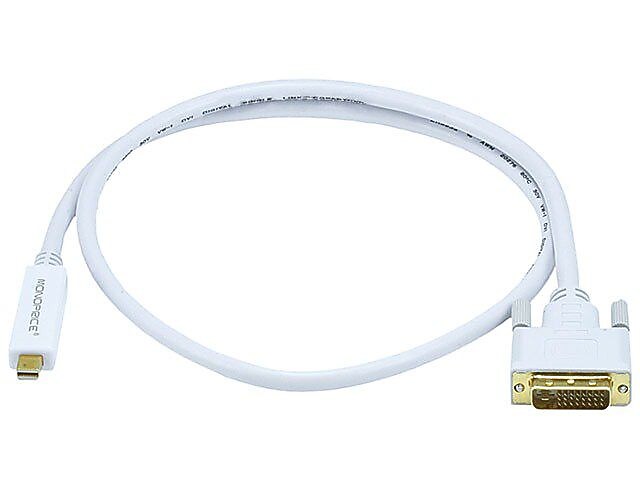 Monoprice® 3' Mini DisplayPort Male to DVI Male 32AWG Cable, White