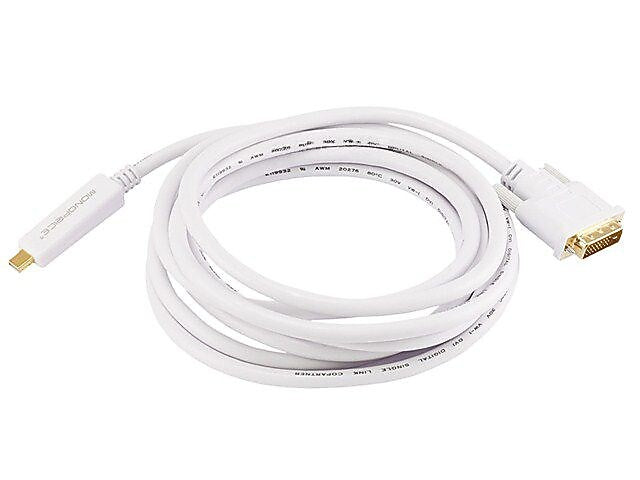 Monoprice® 10' Mini DisplayPort Male to DVI Male 32AWG Cable, White