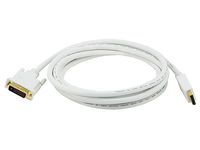 Monoprice 106016 10' DisplayPort to DVI Cable, White