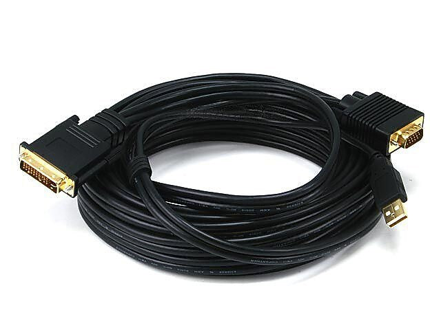 Monoprice® 25' Ultra Slim Super VGA Male to Male 30 to 32AWG Monitor Cable With Ferrites, Black