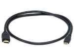 Monoprice® 3' High Speed HDMI Micro Male to HDMI Male 34AWG Ethernet Cable With Ferrite Core, Black
