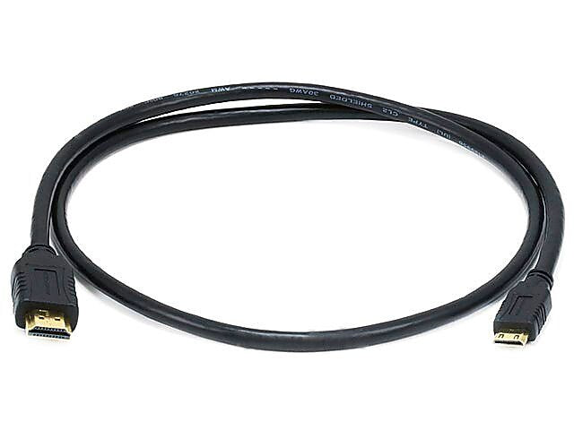 Monoprice® 3' High Speed HDMI Micro Male to HDMI Male 34AWG Ethernet Cable With Ferrite Core, Black