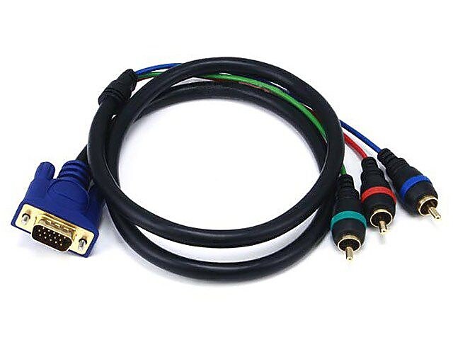 Monoprice® 3' Ultra Slim Super VGA Male to Male 30 to 32AWG Monitor Cable With Ferrites, Black