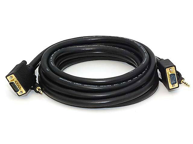 Monoprice® 15' CL2 Gold Plated Super VGA Male to Male Cable With Stereo Audio, Black