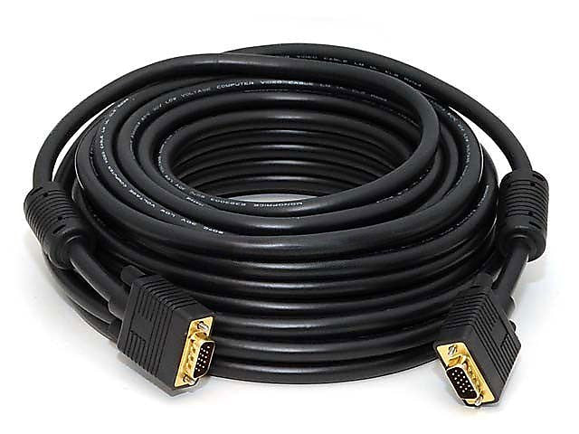 Monoprice® 50' CL2 Gold Plated Super VGA Male to Male Cable With Ferrites, Black