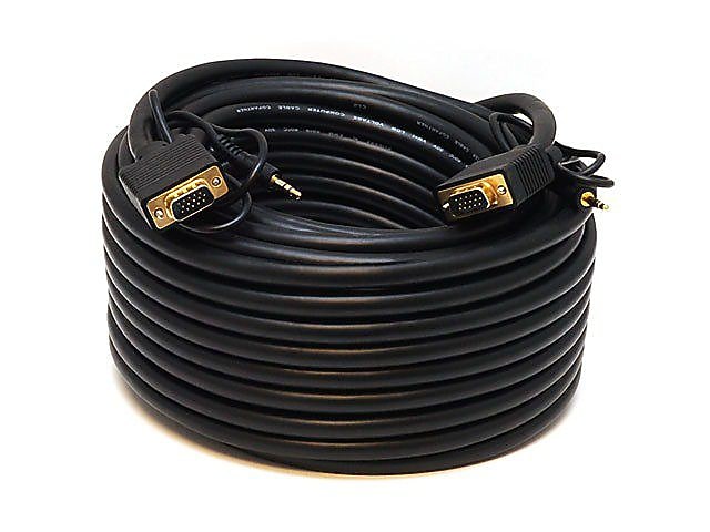 Monoprice® 75' CL2 Gold Plated Super VGA Male to Male Cable With Stereo Audio, Black