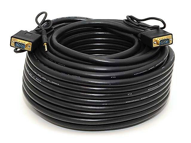 Monoprice® 100' Super VGA Male to Male Cable With Stereo Audio, Black
