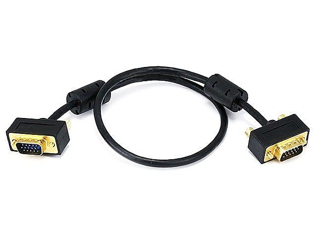 Monoprice® 1.5' Ultra Slim Super VGA Male to Male 30 to 32AWG Monitor Cable With Ferrites, Black