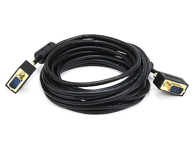 Monoprice® 15' Ultra Slim Super VGA Male to Male 30 to 32AWG Monitor Cable With Ferrites, Black