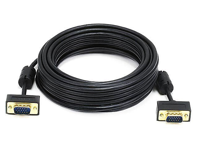 Monoprice® 25' Ultra Slim Super VGA Male to Male 30 to 32AWG Monitor Cable With Ferrites, Black