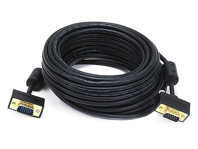Monoprice® 35' Ultra Slim Super VGA Male to Male 30 to 32AWG Monitor Cable With Ferrites, Black