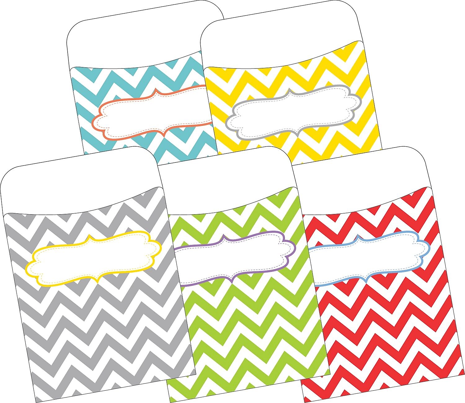 Barker Creek Chevron Beautiful Peel & Stick Library Pockets, 5.125" x 3.5", 30/Pack (LL1231)