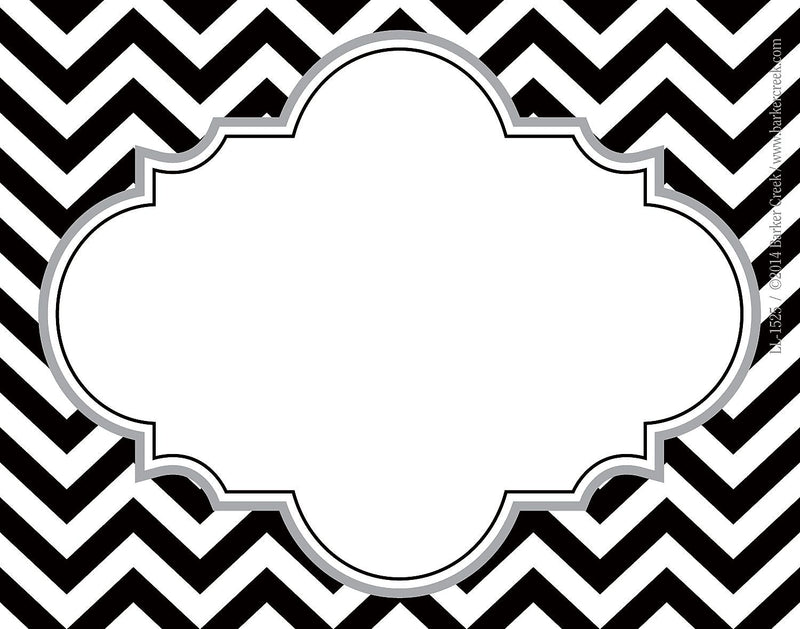 Barker Creek Self-adhesive Black Chevron School Name Tags, 2.75" x 3.5", 45/Pack (LL1525)
