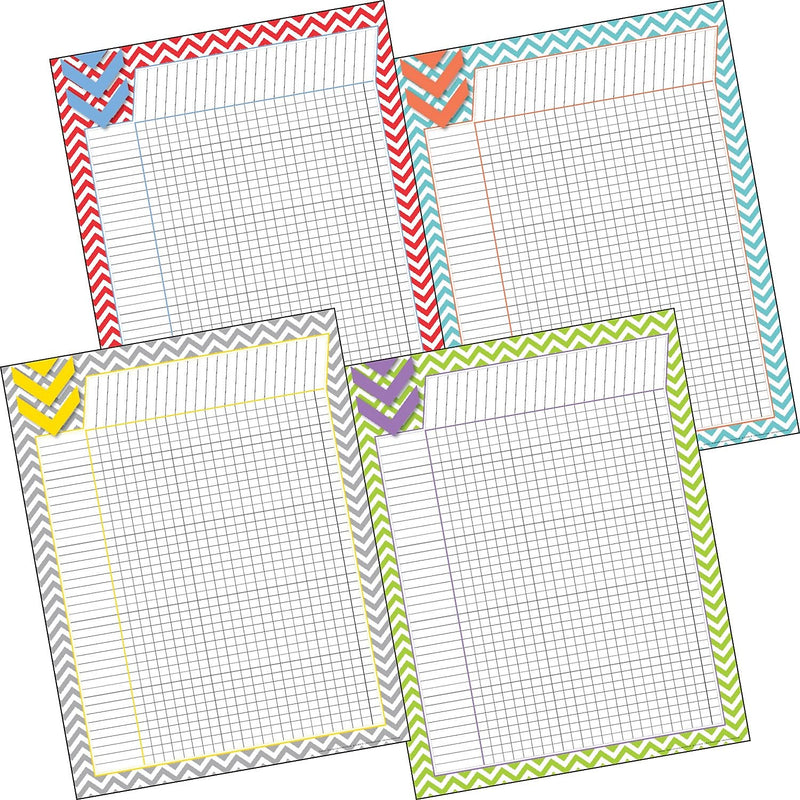 Barker Creek Beautiful Chevron Incentive Chart Set, 17" x 22", Multicolored, 4/Set (LL566)