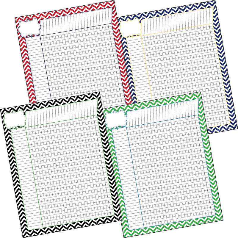 Barker Creek Nautical Chevron Incentive Chart Set, 17" x 22", Multicolored, 4/Set (LL567)