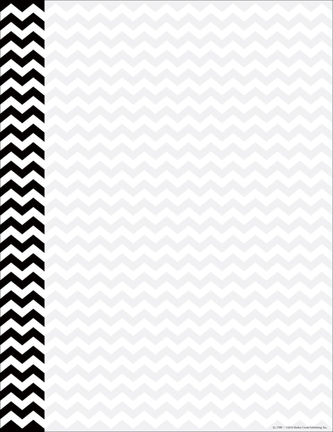 Barker Creek Chevron Computer Paper, 8.5" x 11", 60 lbs., Black, 50 Sheets/Pack (LL739)