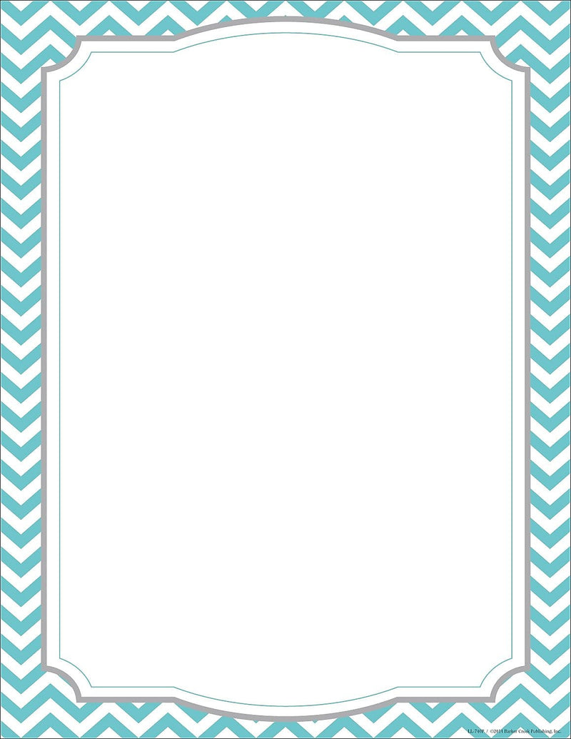 Barker Creek Chevron Computer Paper, 8.5" x 11", 60 lbs., Turquoise, 50 Sheets/Pack (LL740)