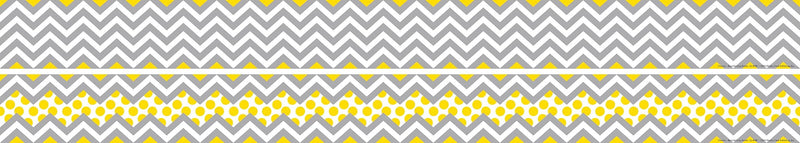 Barker Creek Double-Sided Trim, Gray/Yellow Chevron, 12/Pack (LL985)