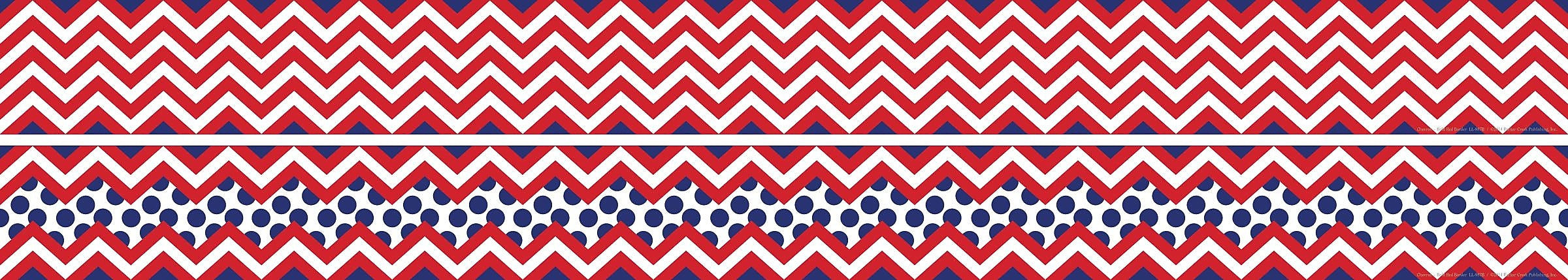 Barker Creek Double-Sided Border, 35" x 3", Red & Navy Chevron, 12/Pack (LL987)