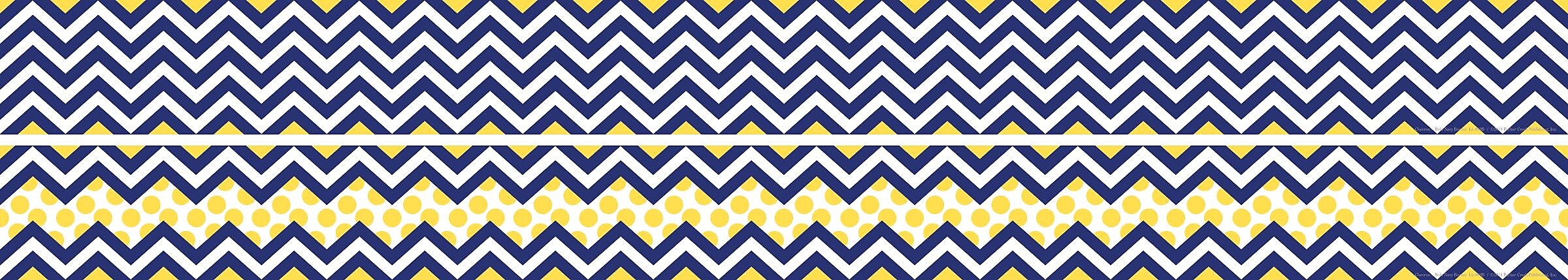 Barker Creek Double-Sided Border, 35" x 3", Navy & Yellow Chevron, 12/Pack (LL988)