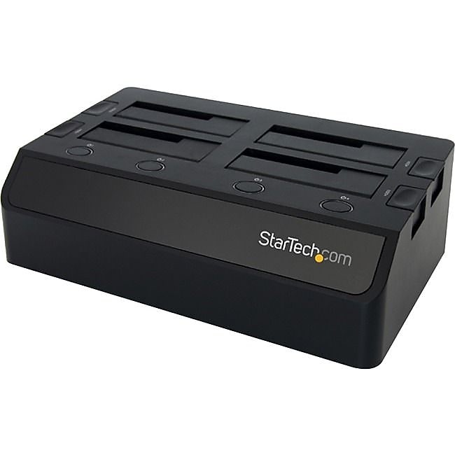 StarTech SDOCK4U33 USB 3.0 To 4-Bay SATA 6Gbps Hard Drive Docking Station W/UASP, Black