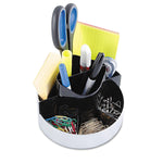 Rotating Desk Organizer, Plastic, 6"w x 5-3/4"d x 4-1/2"h, Black/Silver