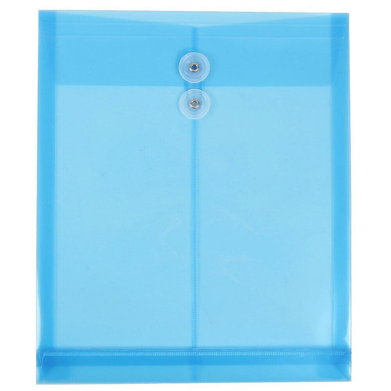 JAM Paper® Plastic Envelopes with Button and String Tie Closure, Letter Open End, 9.75 x 11.75, Blue, 12/Pack (118B1BU)