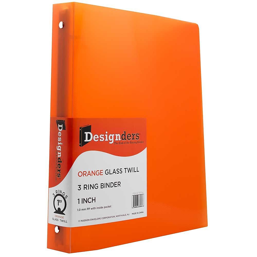 JAM Paper Designders 1" 3-Ring Flexible Poly Binders, Orange (751T1OR)