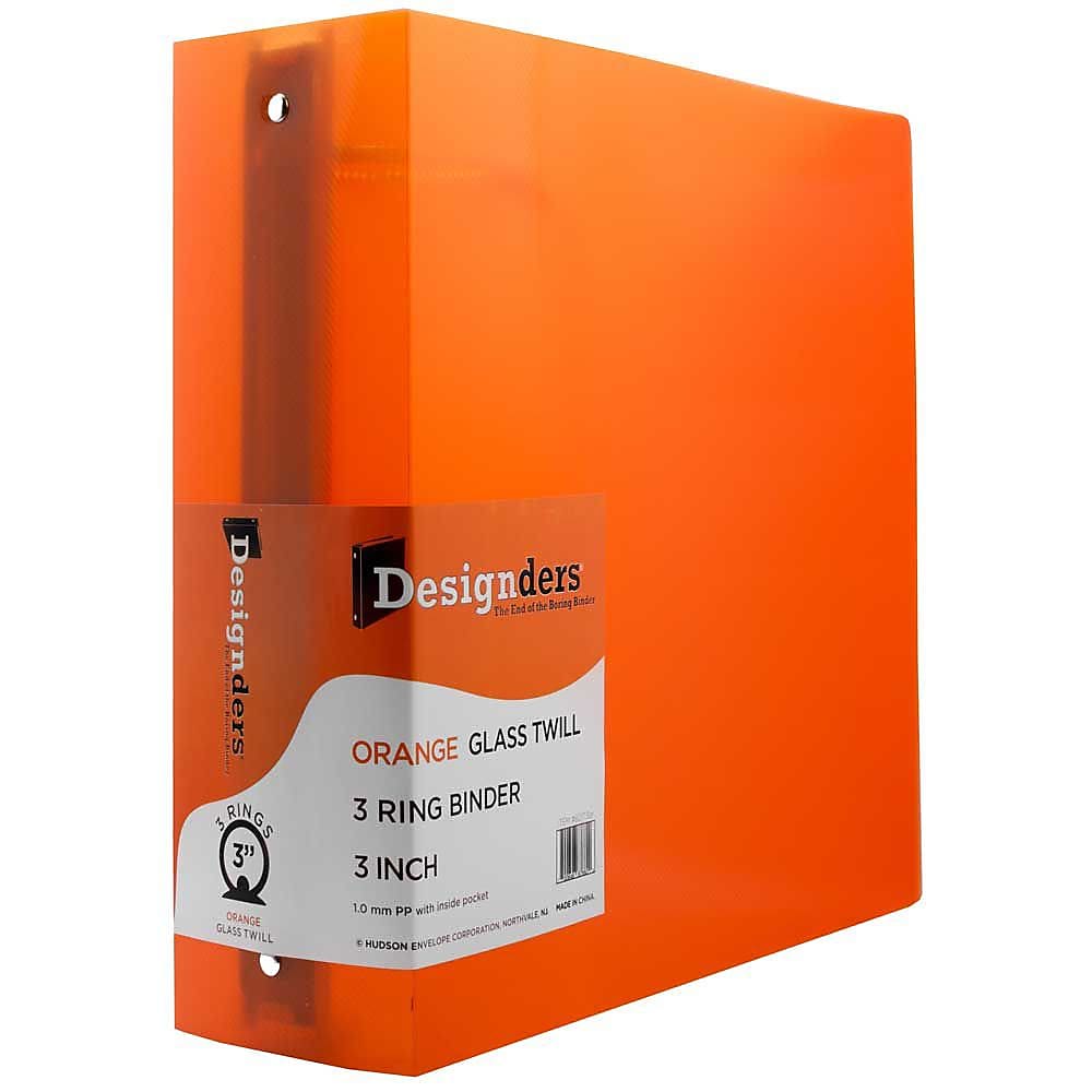 JAM Paper Designders 3" 3-Ring Flexible Poly Binders, Orange (821T3OR)